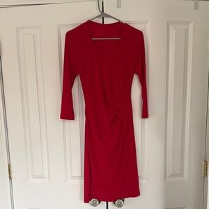 Red Ruched Sheath Dress - Women's Elegant Dress